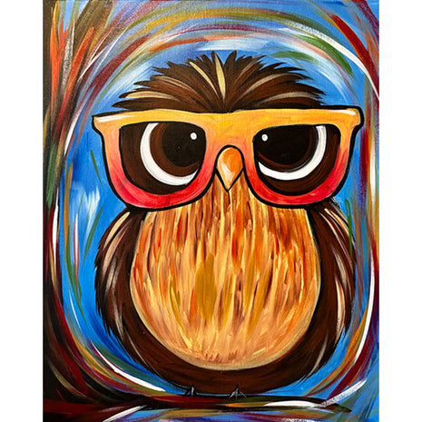 Funky Owl with Glasses Canvas Paint Kit – Sips n Strokes