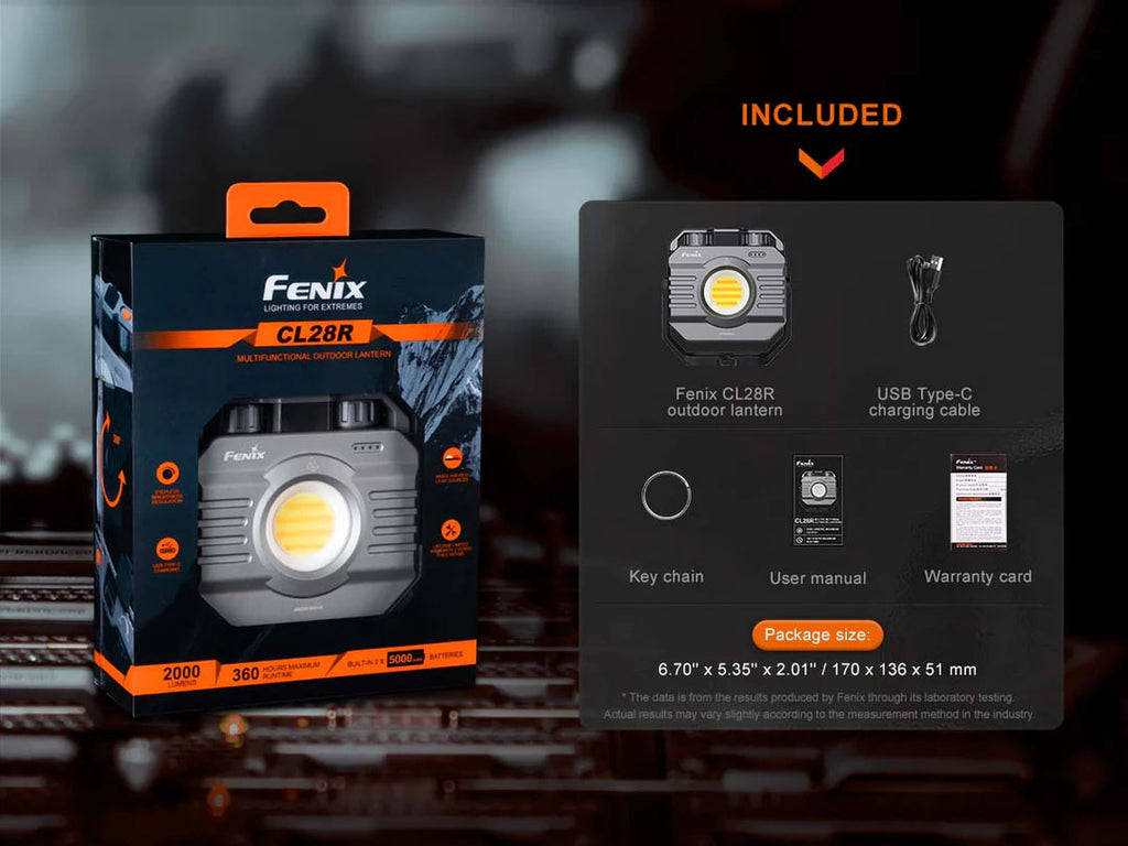 Fenix CL28R Lantern Package Contents