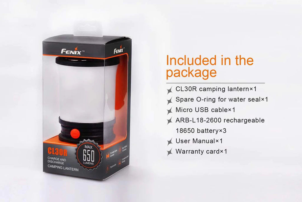 Fenix CL30R Lantern Package Contents