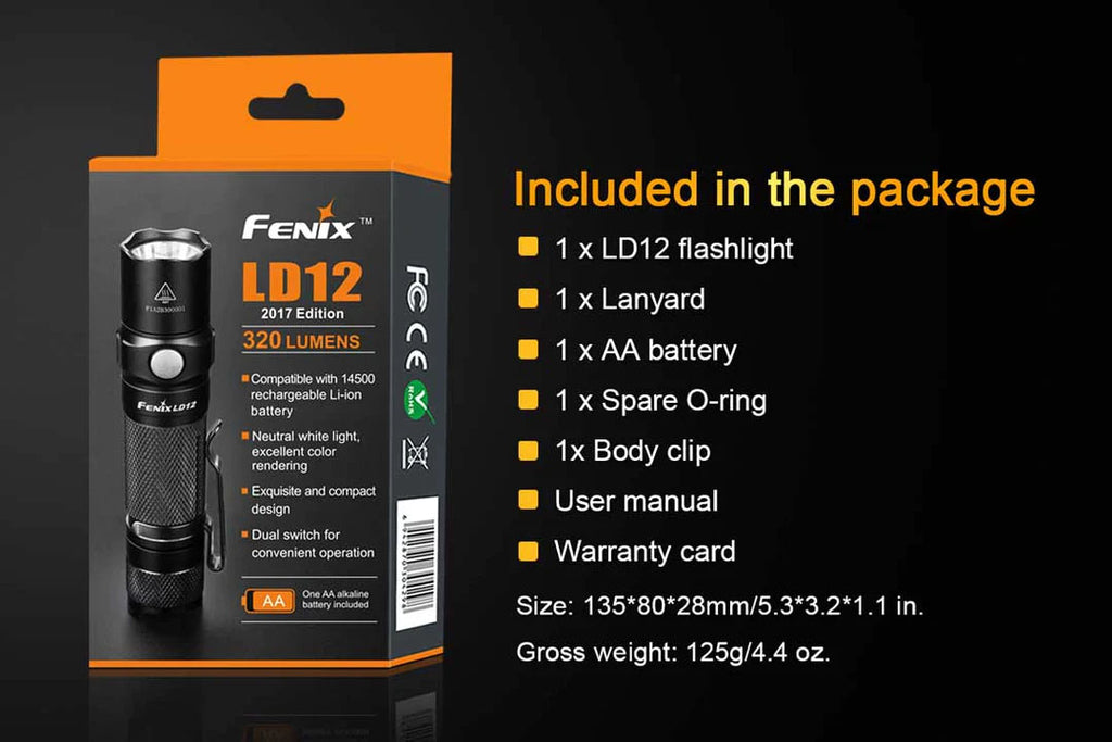 Fenix LD12 Flashlight Package Contents