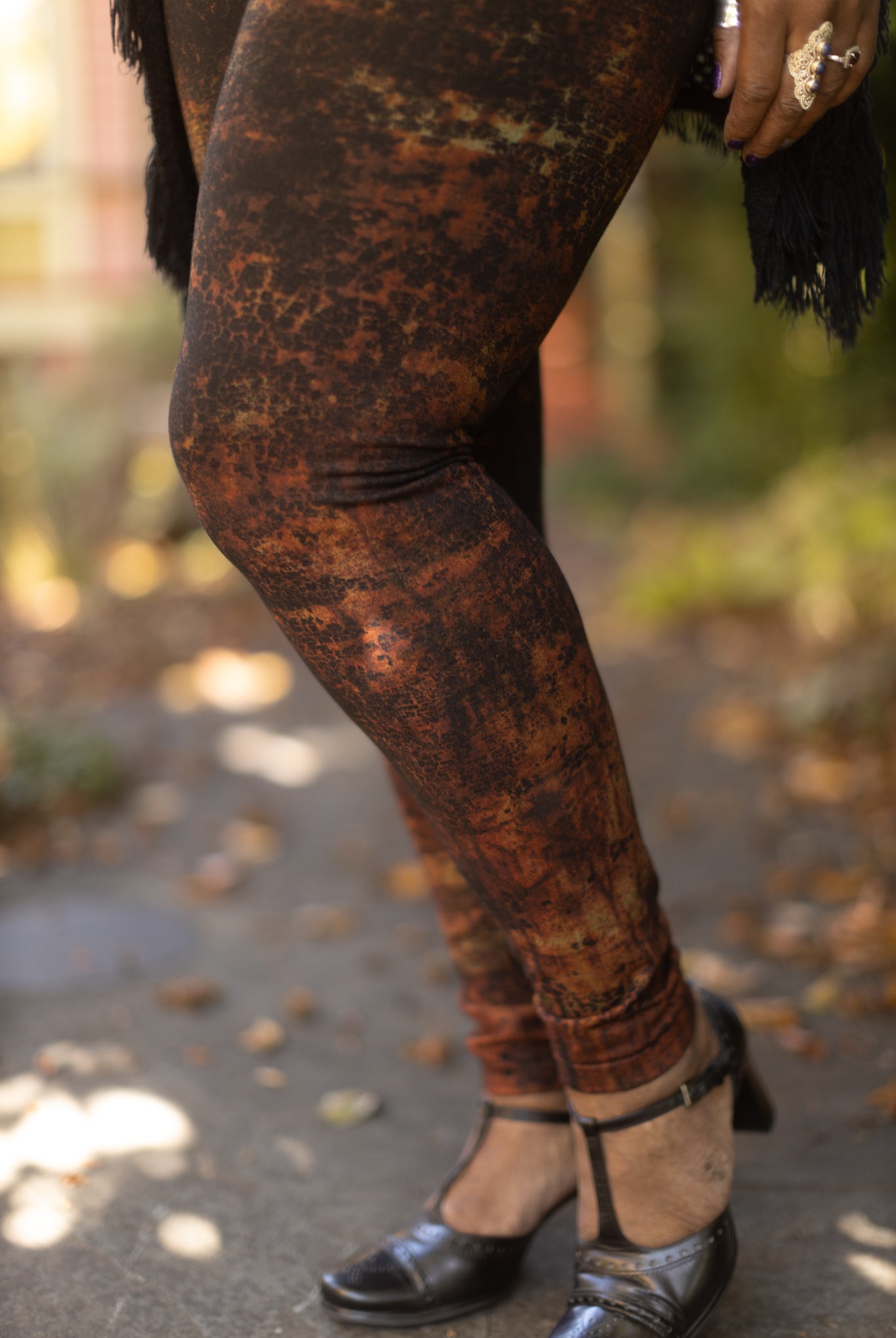 Glitter Print Brown Plus Size Leggings