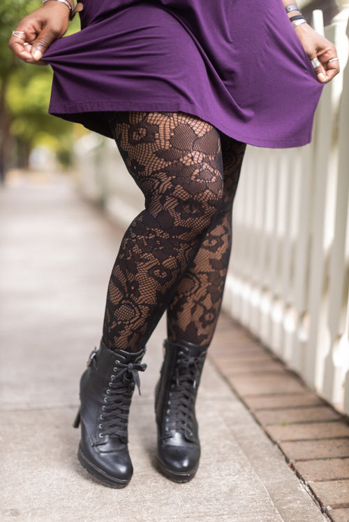 Small blue floral thigh high stay-up - Virivee Tights - Unique