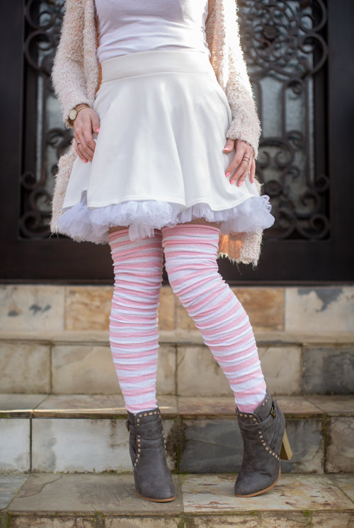 Black&Light Pink Stripes Stockings - Super X Studio