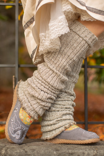 White Ribbed Flared Leg Warmers