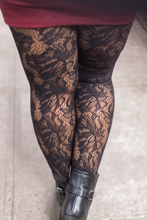Plus Size Lace Black Out Net Tights