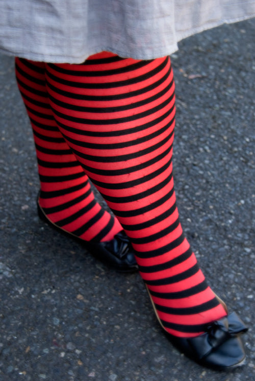 Veronica Vertical Stripe Stockings in Black