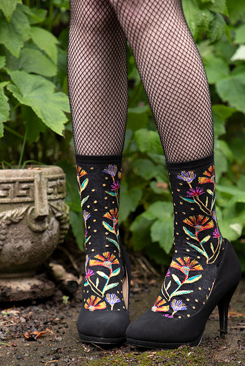 Nordic Stripe Socks by Ozone Design. Women's Floral Crew. Available in  Black, Navy, Charcoal or Red — Nordic Gift House