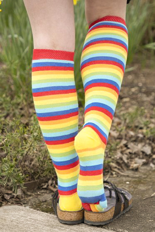 TOETOE Unisex Essential Striped Over the Knee Socks - Twilight Cream