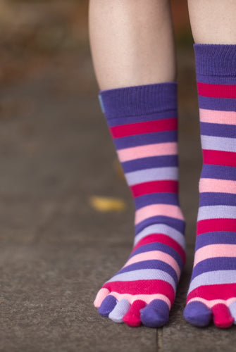 Toeless Socks-3 Pairs-Purple,1-Pink/Purple Stripe,1-Pink