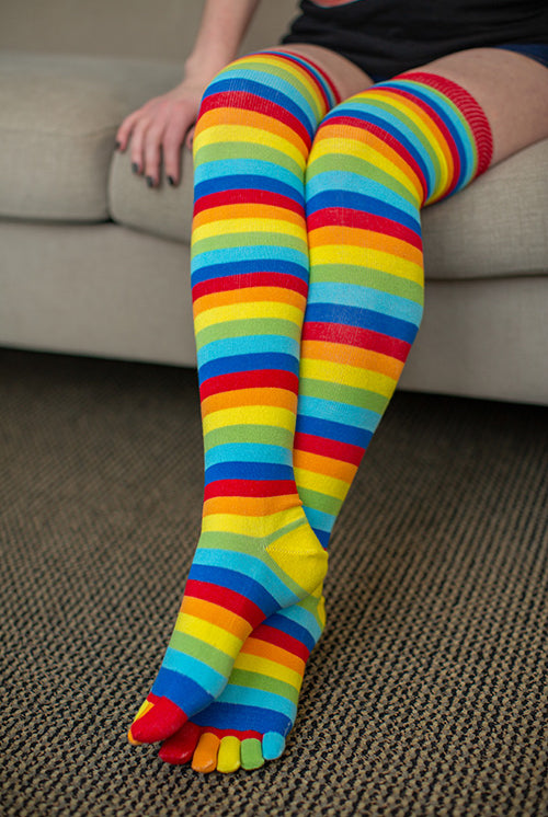 Rainbow TOETOE Esstential Knee High Stiped Toe Socks — KJ Beckett