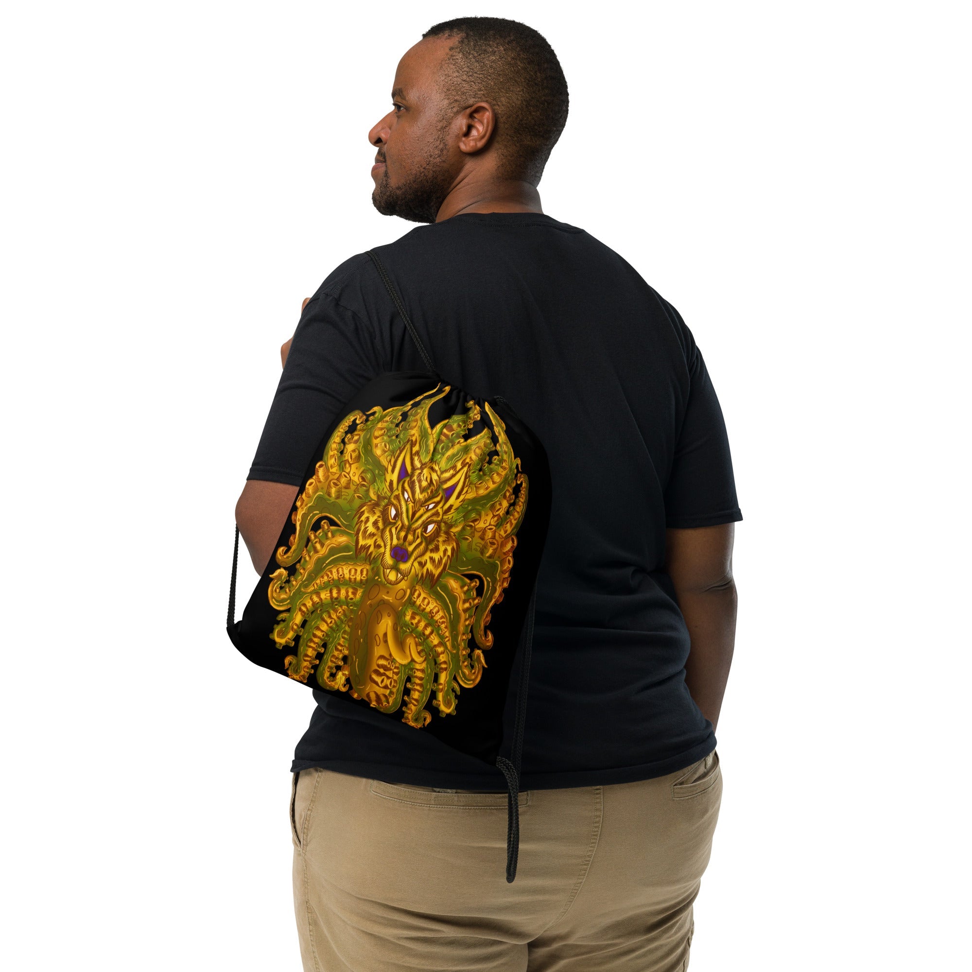 Golden Wolf Tulu Drawstring bag