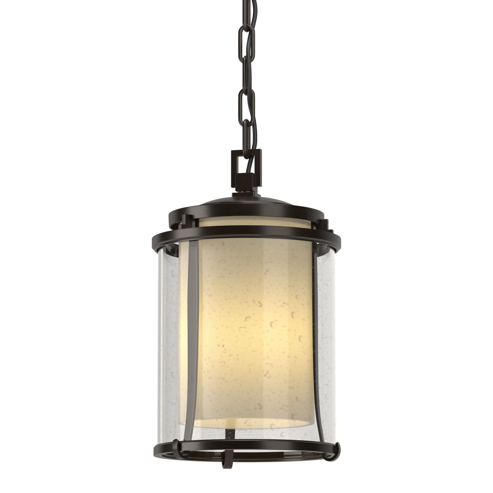 Meridian Outdoor Ceiling Fixture 1-Light Seeded Glass with Opal Diffuser (ZS) in Coastal Oil Rubbed Bronze