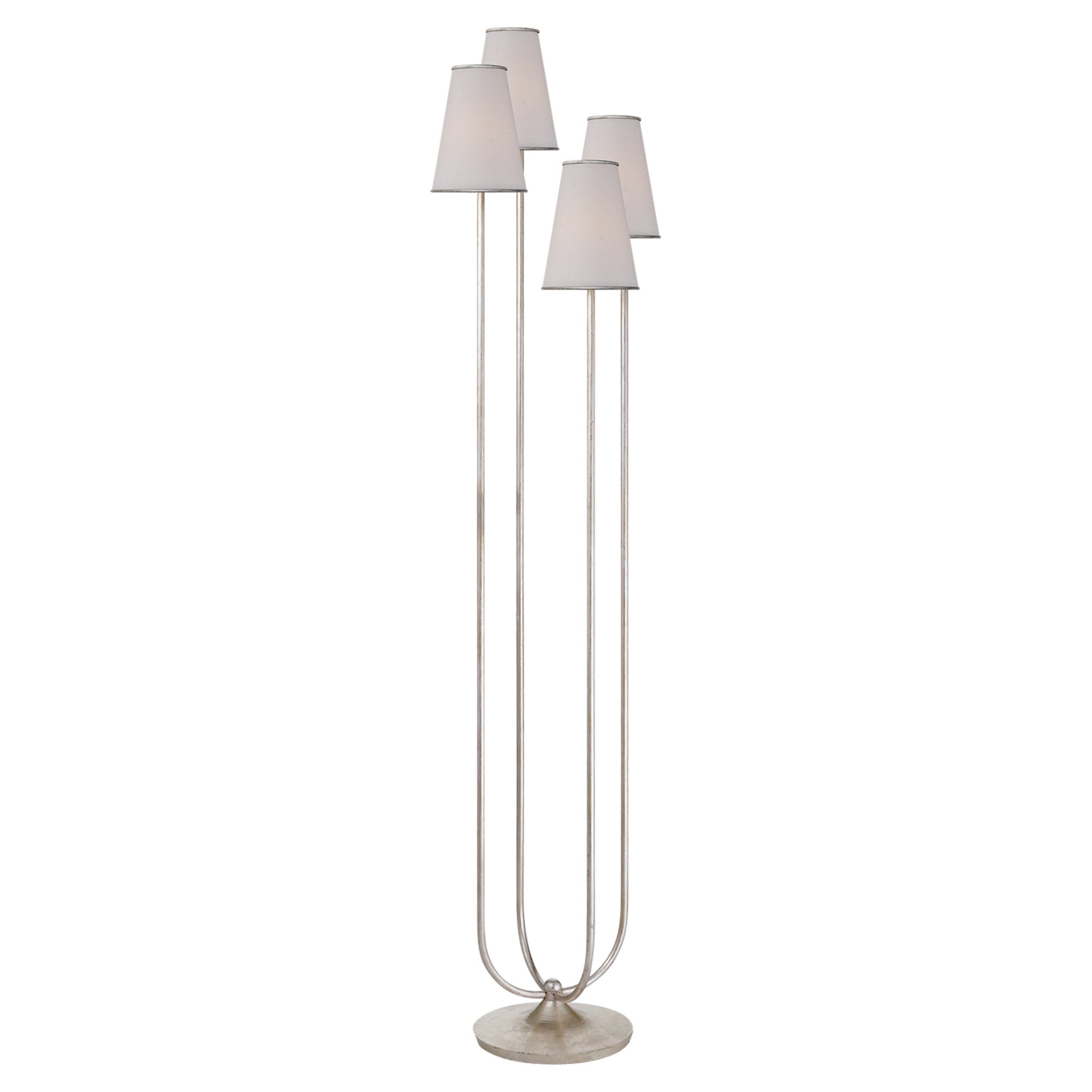 AERIN Warren Mini Table Lamp in Burnished Silver Leaf with Linen Shade