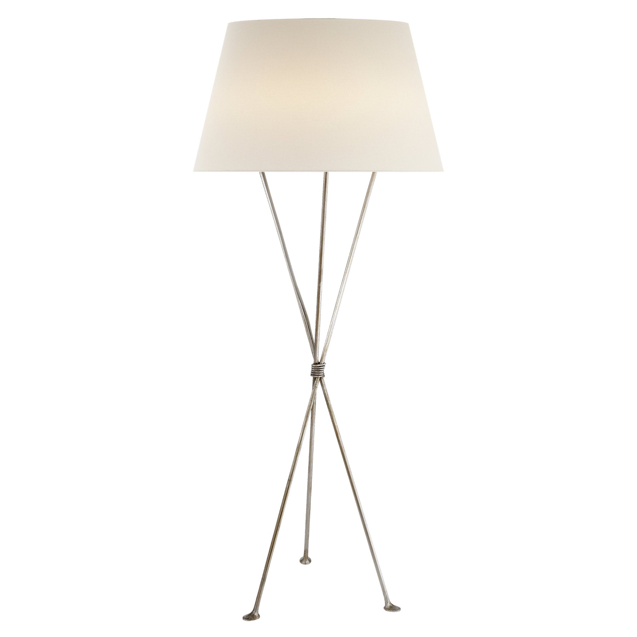 AERIN Warren Mini Table Lamp in Burnished Silver Leaf with Linen Shade