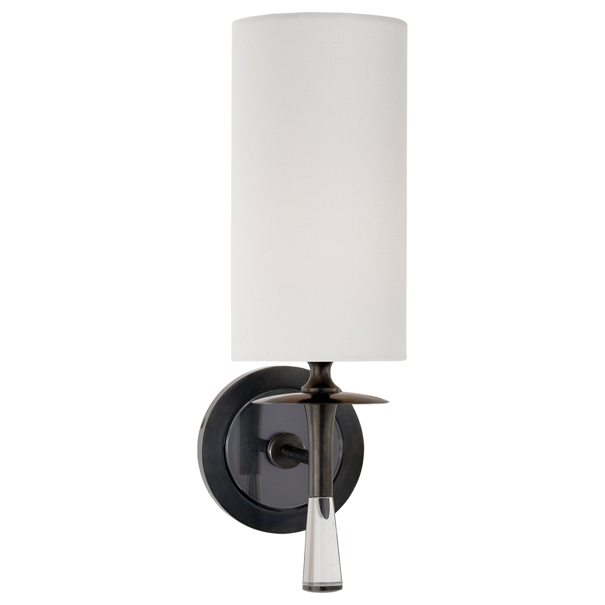 AERIN Bristol Single Sconce in Aged Iron with Linen Shade