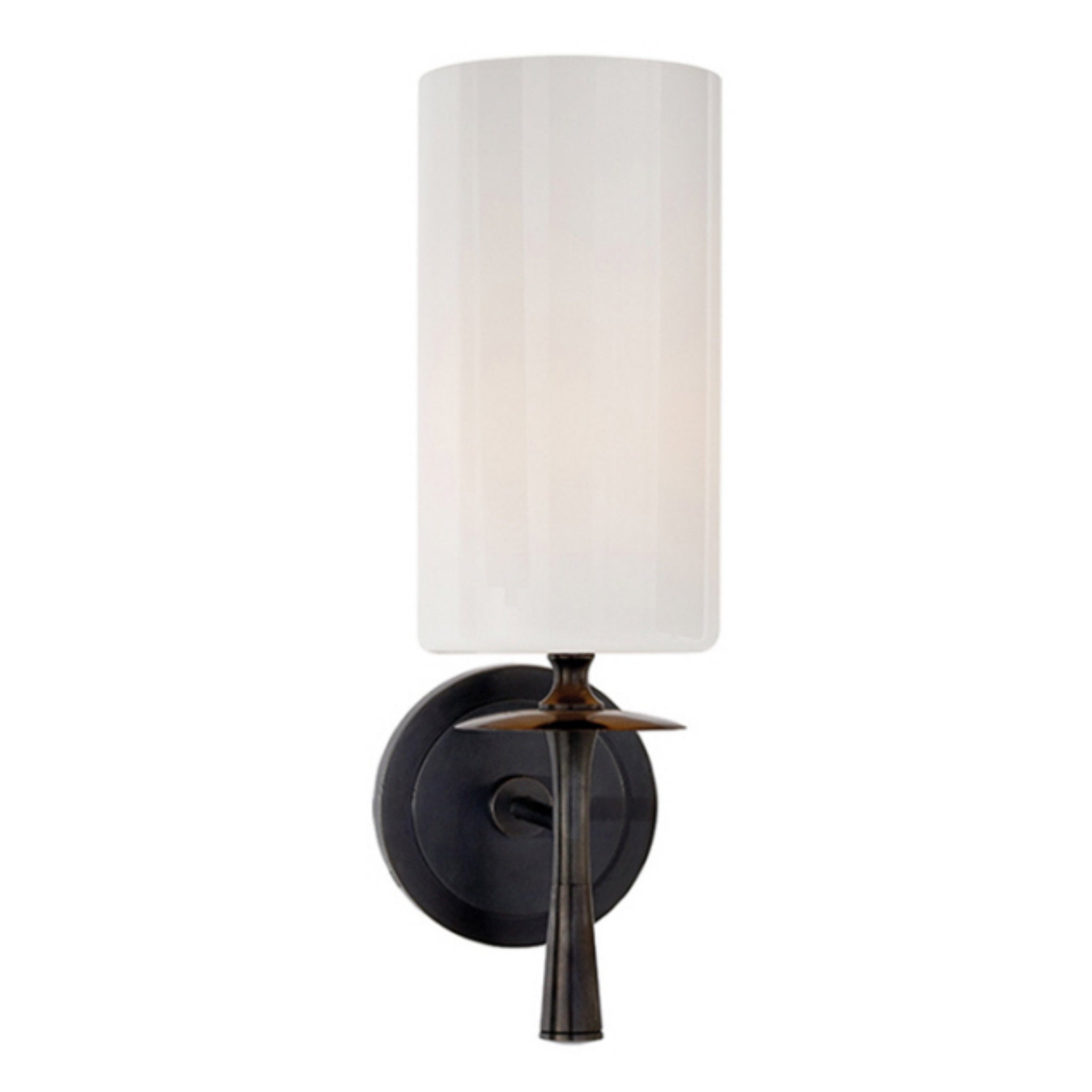 AERIN Brenta Single Sconce in Hand-Rubbed Antique Brass with White Gla