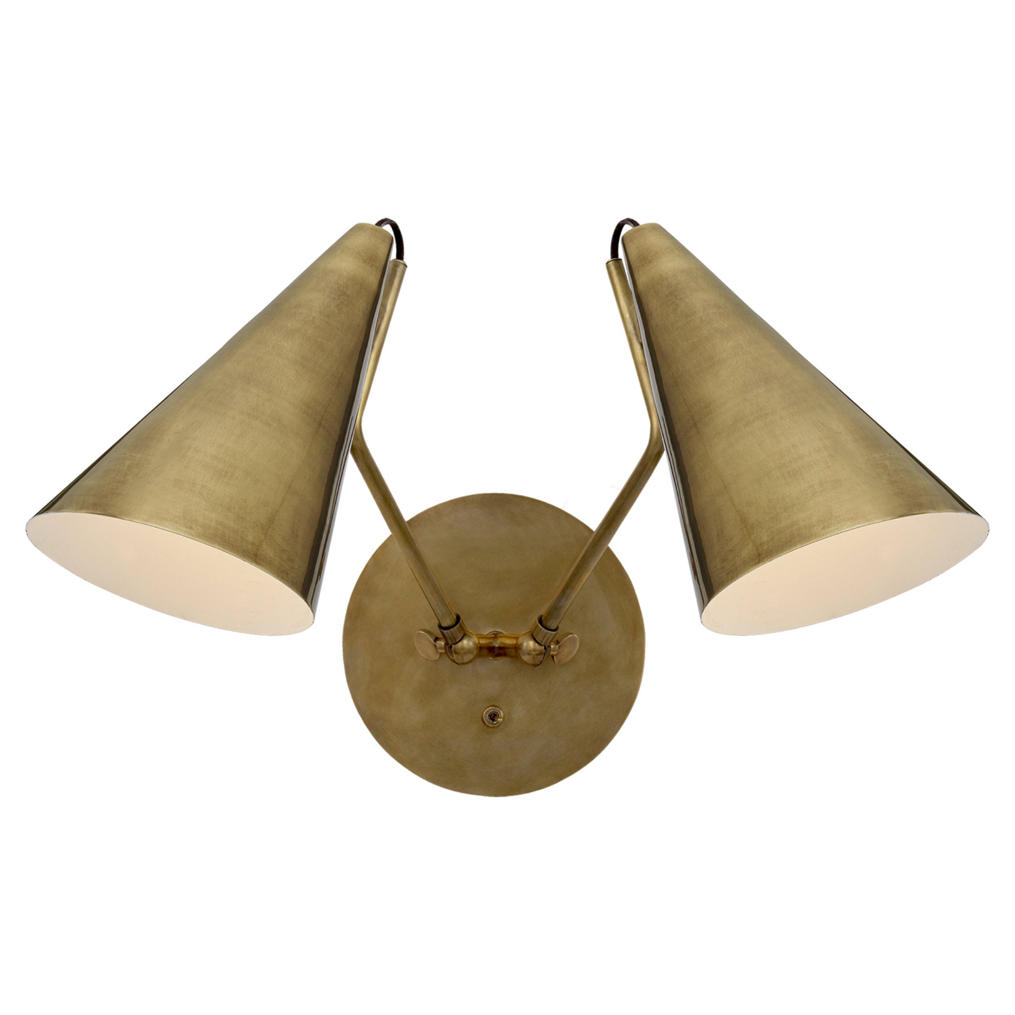 AERIN Brenta Single Sconce in Hand-Rubbed Antique Brass with White Gla