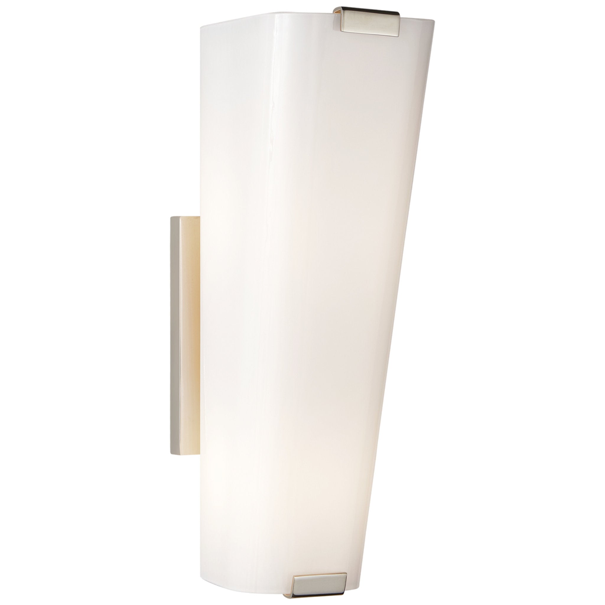 AERIN Penz Medium Cylindrical Sconce in Polished Nickel with White Gla