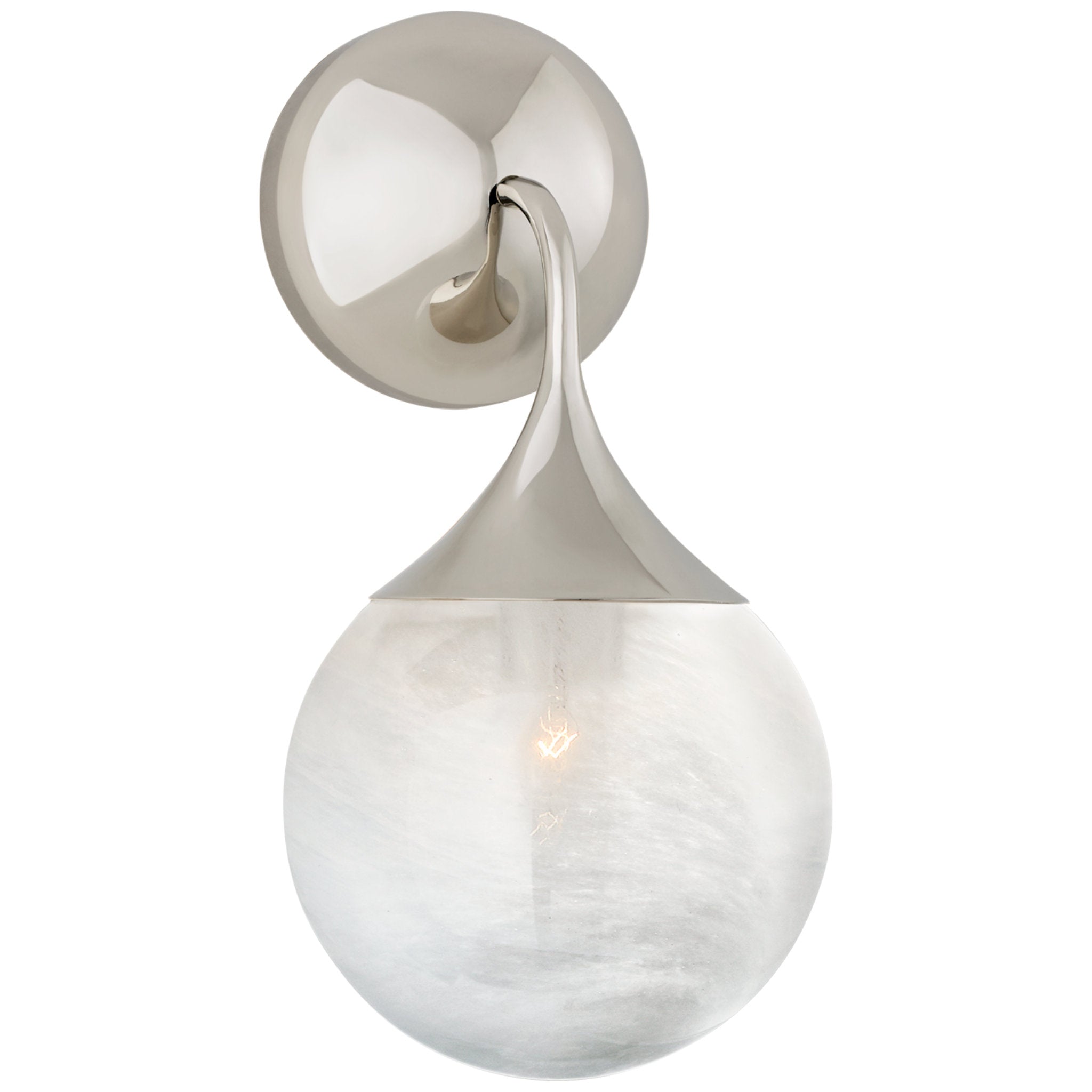 AERIN Brenta Single Sconce in Hand-Rubbed Antique Brass with White Gla