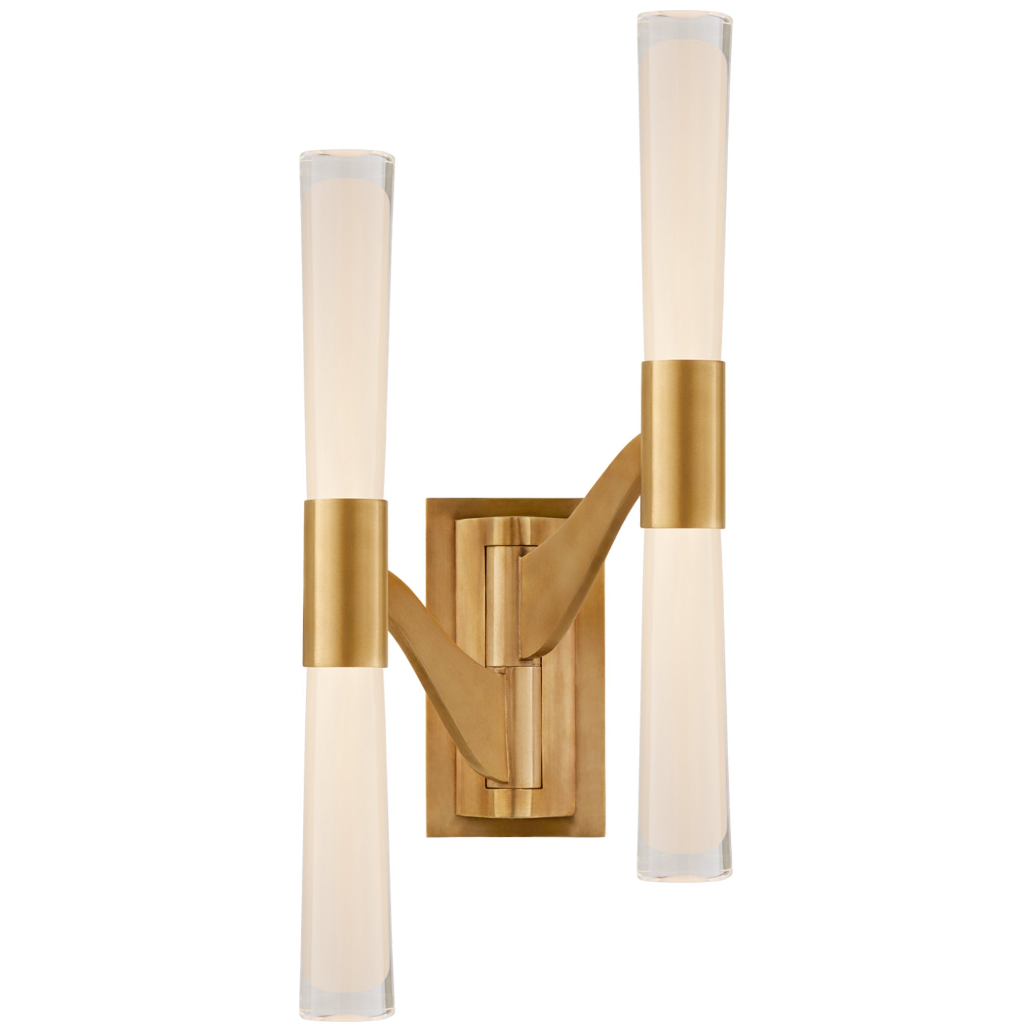 AERIN Brenta Single Sconce in Hand-Rubbed Antique Brass with White Gla