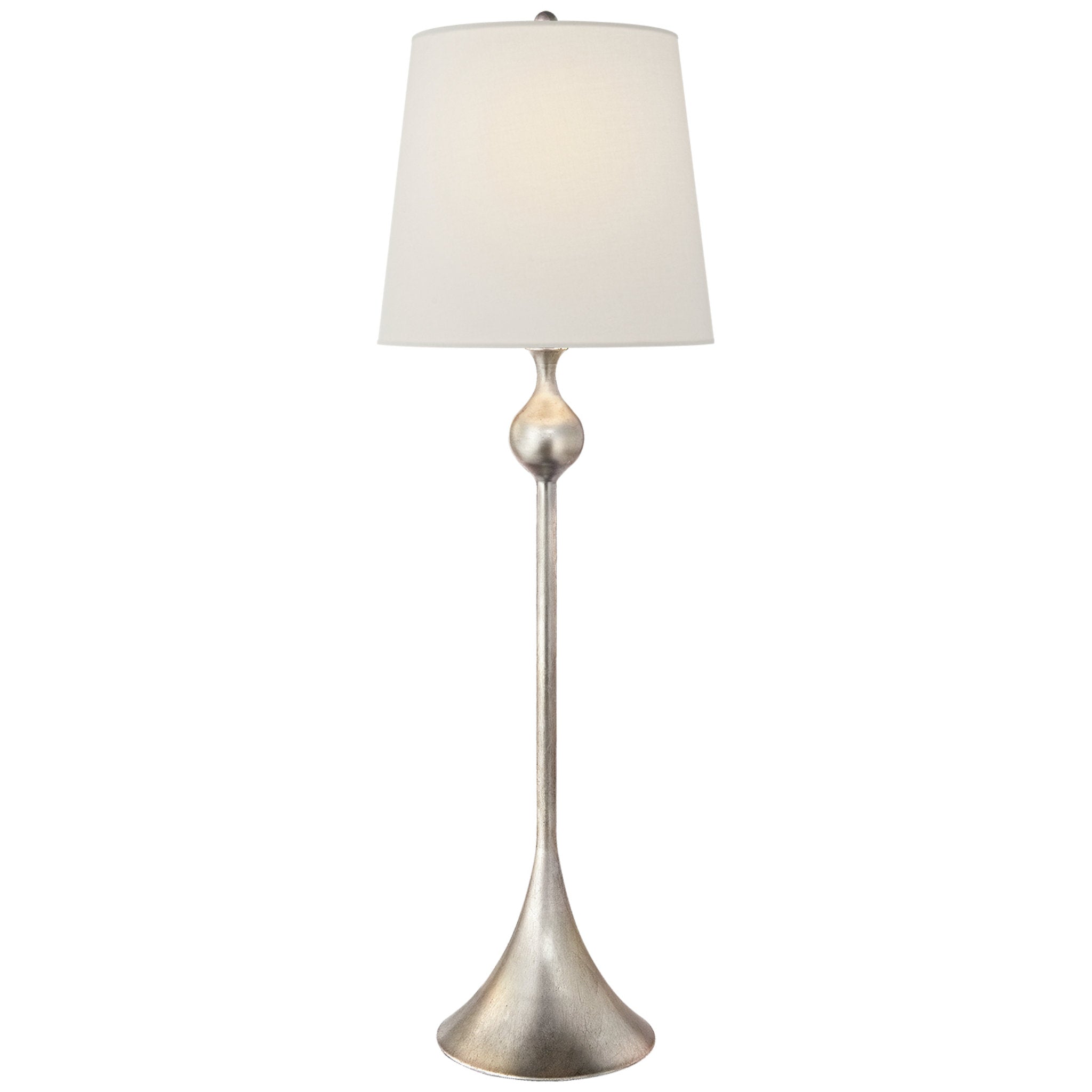 AERIN Dover Table Lamp in Burnished Silver Leaf with Linen Shade