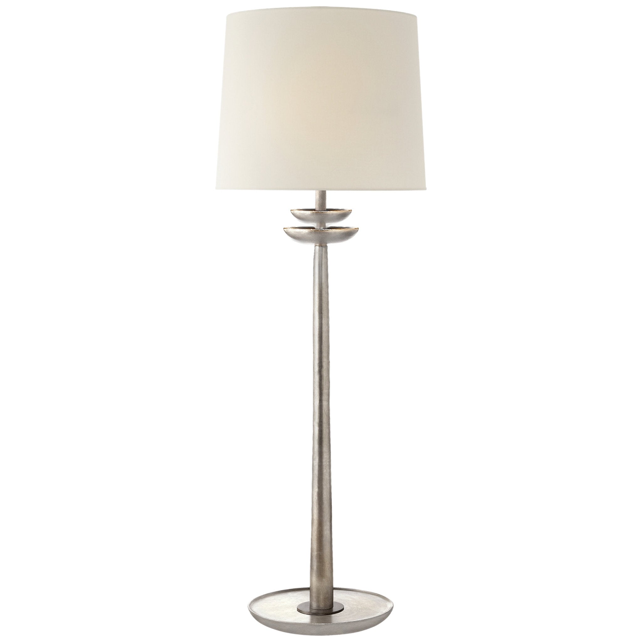 AERIN Morton Large Table Lamp in Burnished Silver Leaf with Linen Shad