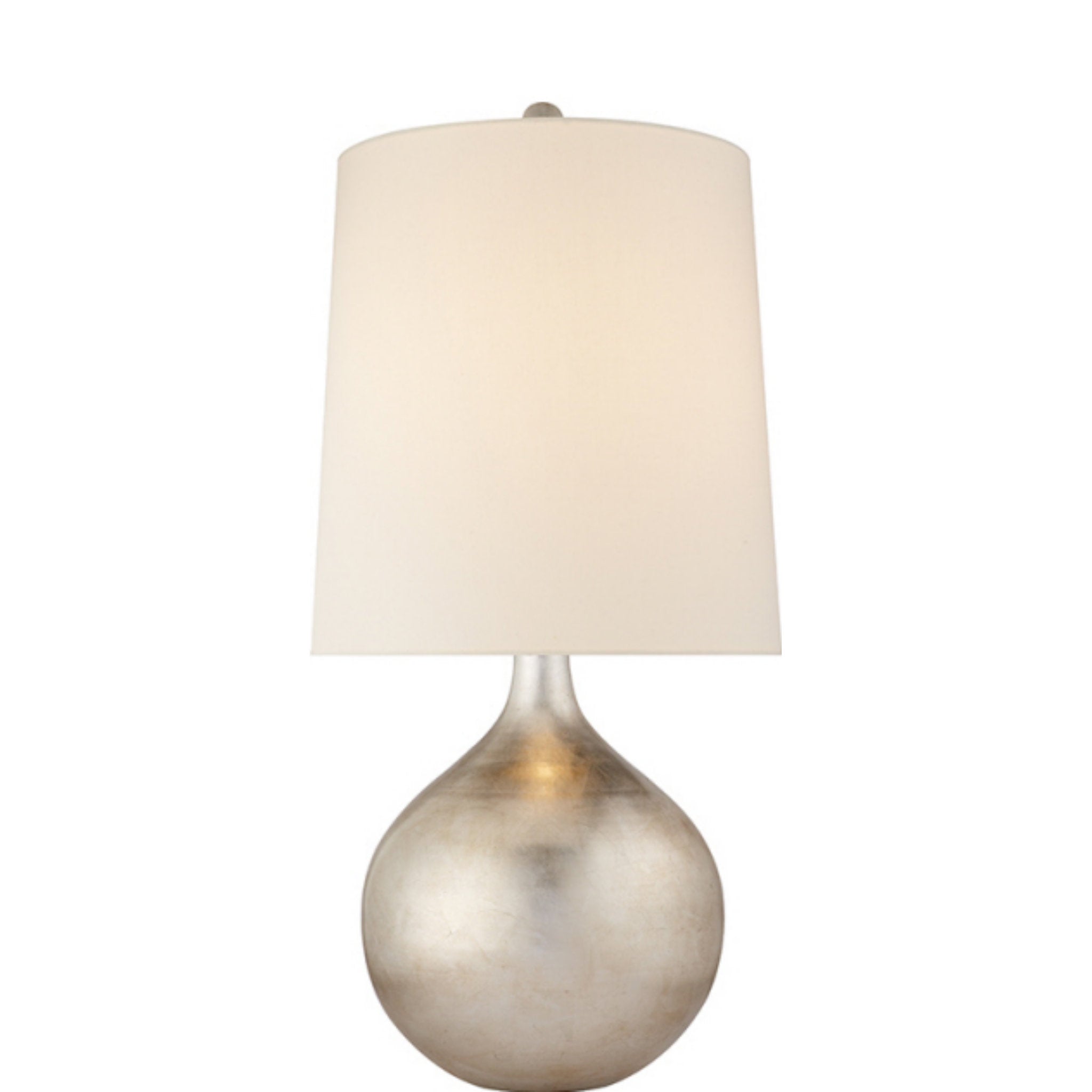 AERIN Dover Table Lamp in Burnished Silver Leaf with Linen Shade