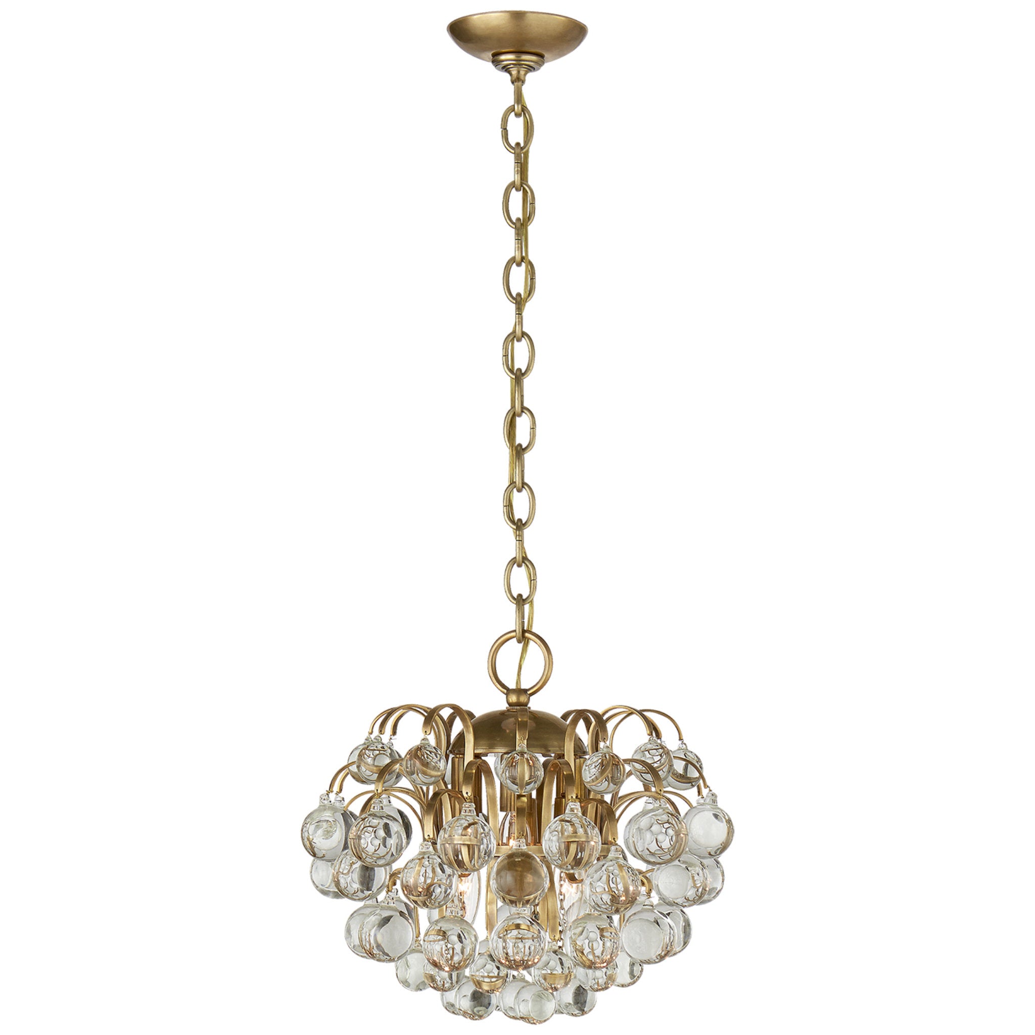 AERIN Bonnington Chandelier in Hand Rubbed Antique Brass with Crystal