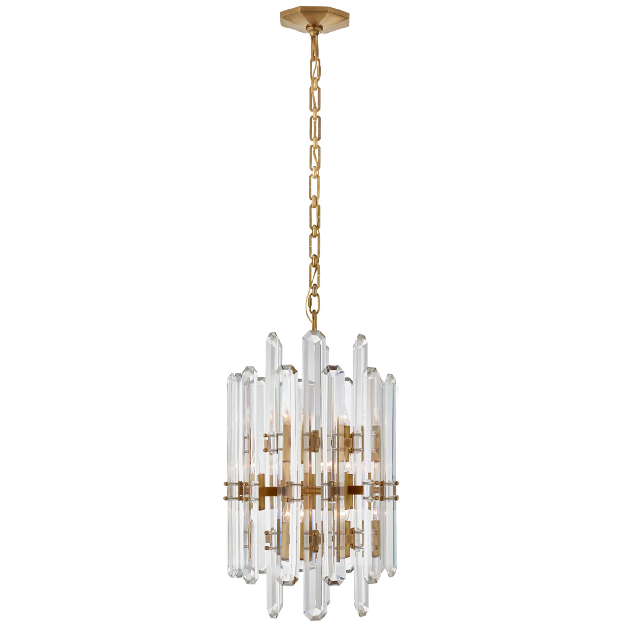 AERIN Bonnington Tall Chandelier in Hand Rubbed Antique Brass with Ala