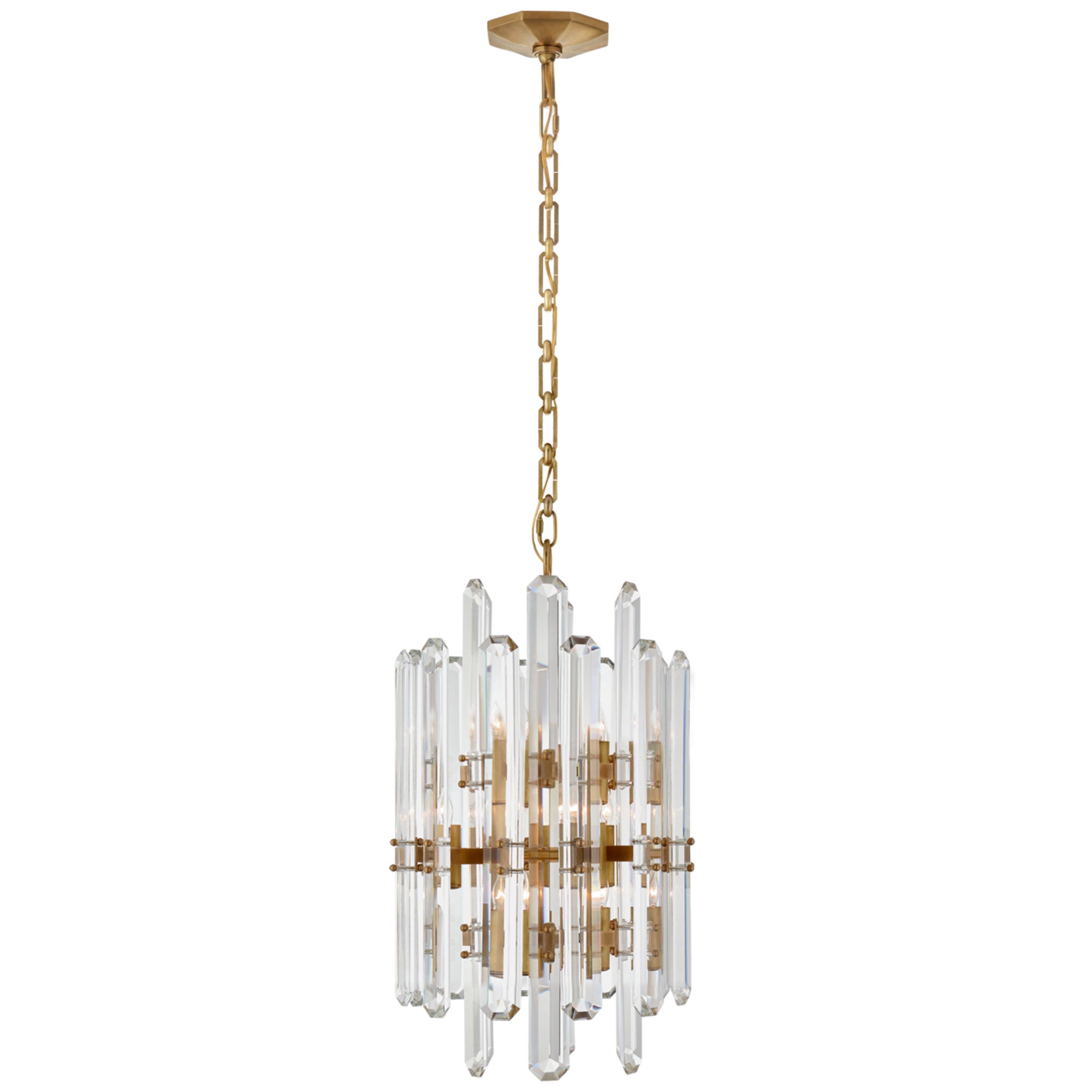 ARN5401HABWG in Hand-rubbed Antique Brass by Visual Comfort in London, ON -  Cristol Tiered Chandelier in Hand-Rubbed Antique Brass with White Strie  Glass
