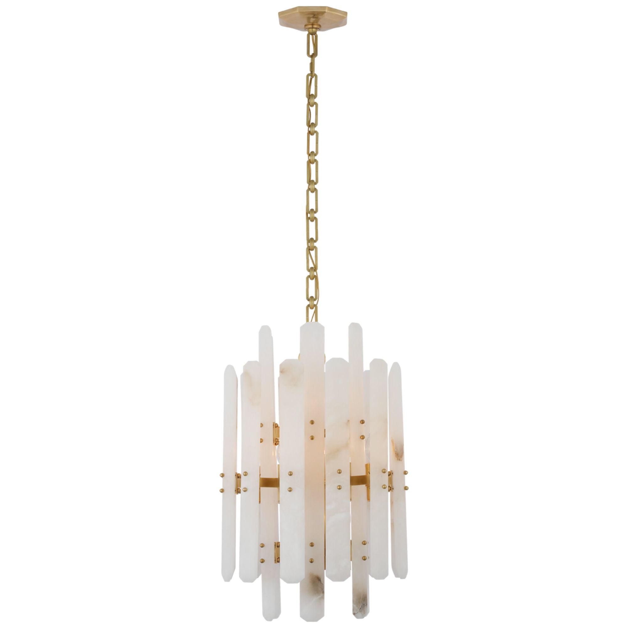 AERIN Bonnington Large Chandelier in Hand Rubbed Antique Brass with Cr