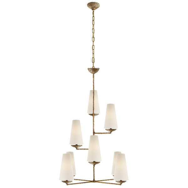 Aged AERIN Linen Fontaine – Shades Iron Lighting Foundry with Vertical Chandelier in