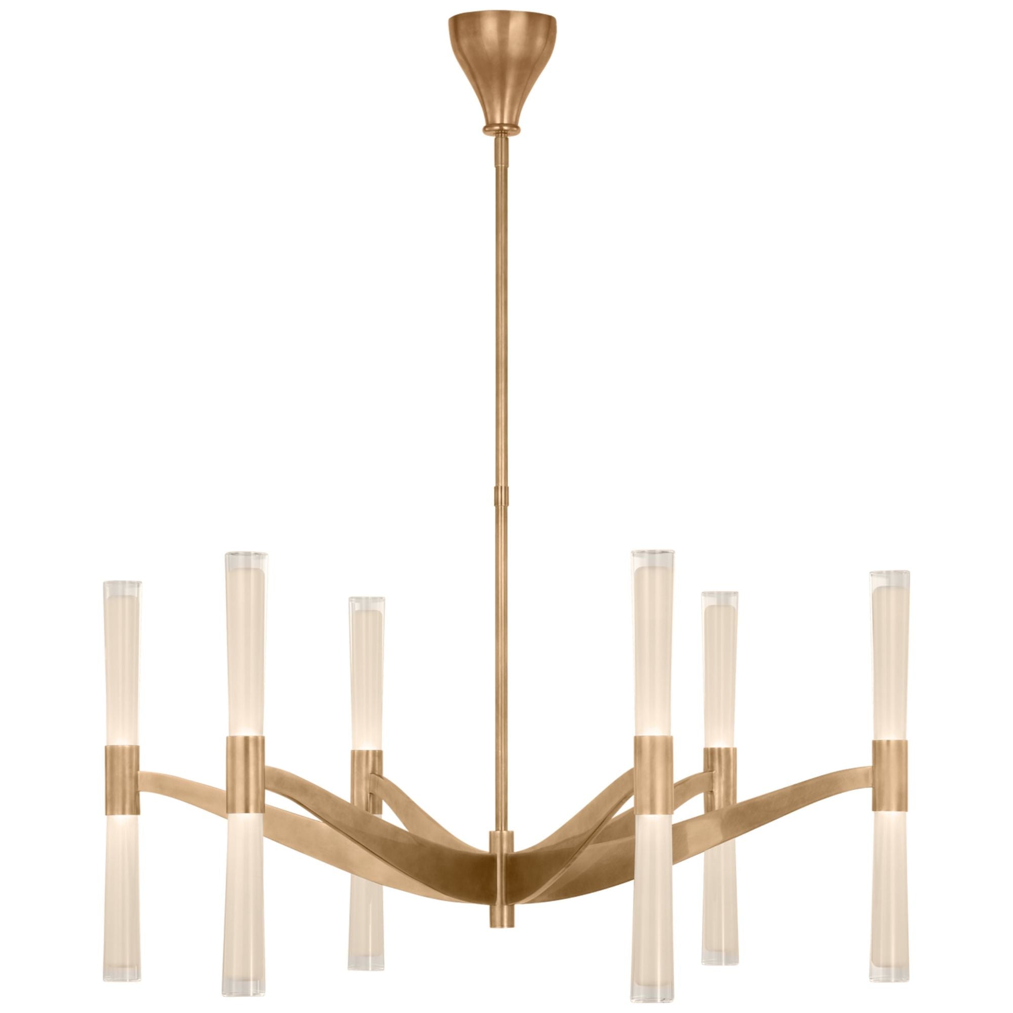 AERIN Graphic Large Two Tier Chandelier in Hand Rubbed Antique Brass w