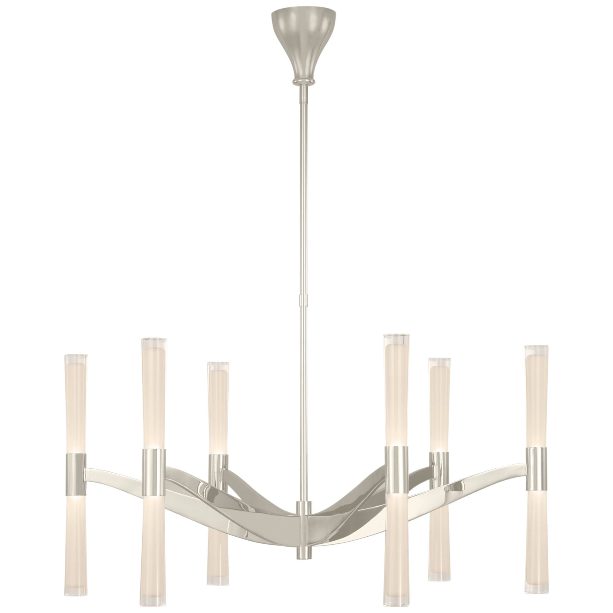 AERIN Mollino Medium Tiered Chandelier in Polished Nickel with Plaster