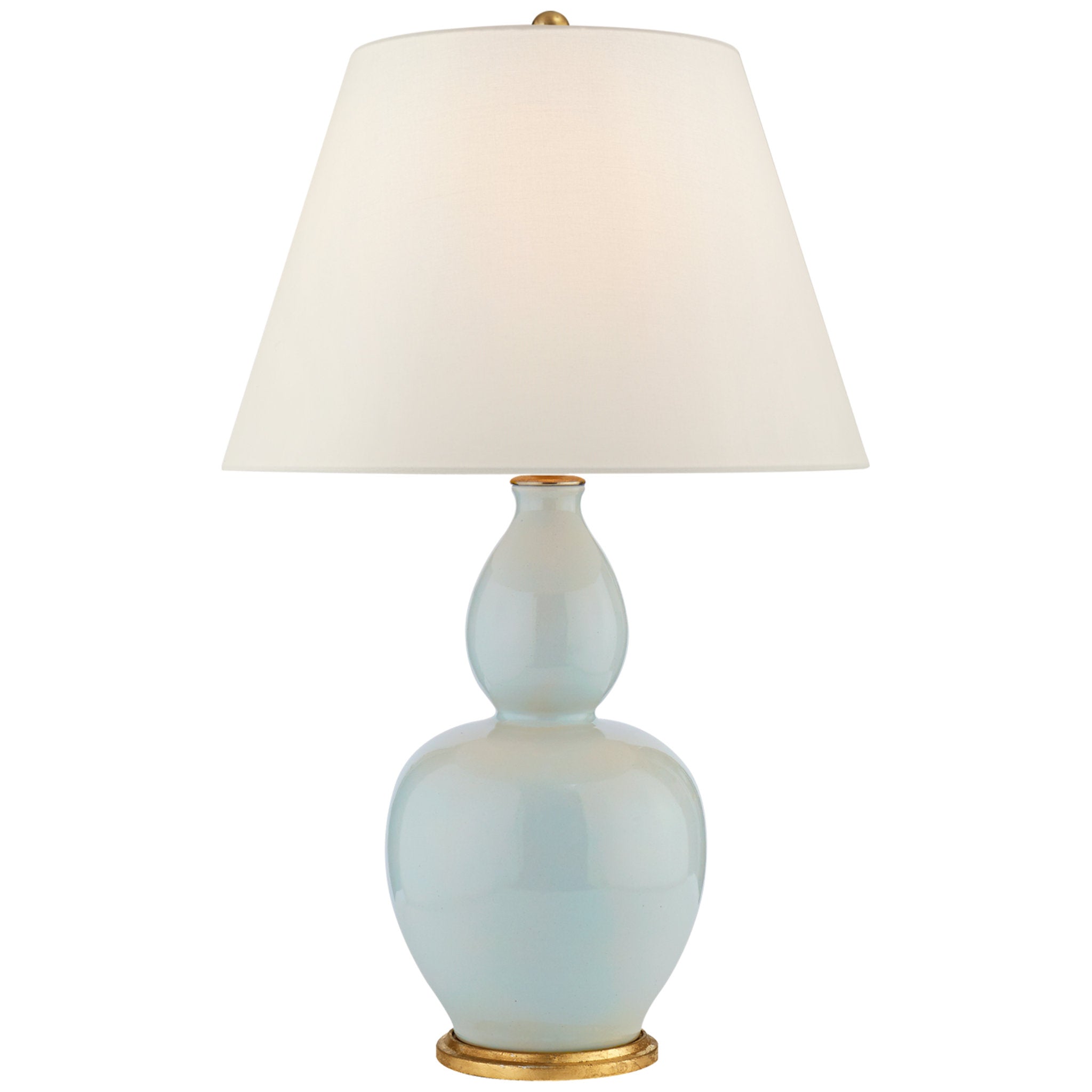 Fondant Small Table Lamp in Ivory and Soft Brass with Linen Shade