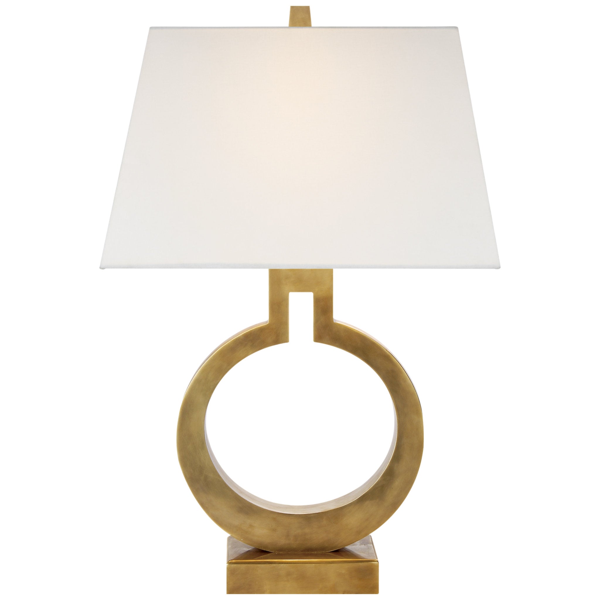 Chapman & Myers Ring Form Small Table Lamp in Antique-Burnished Brass