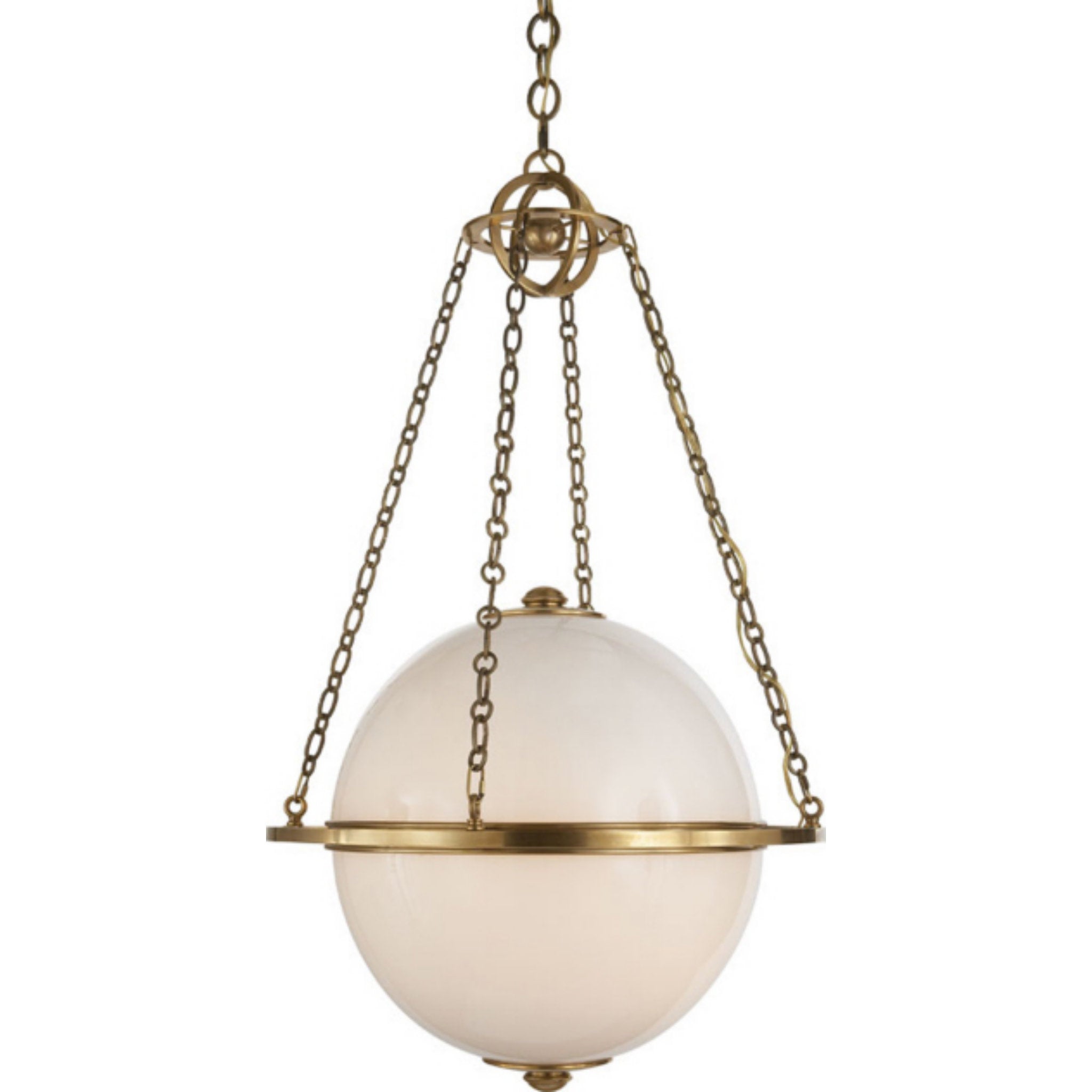 Chapman & Myers Crown Top Banded Globe Lantern in Antique White with C