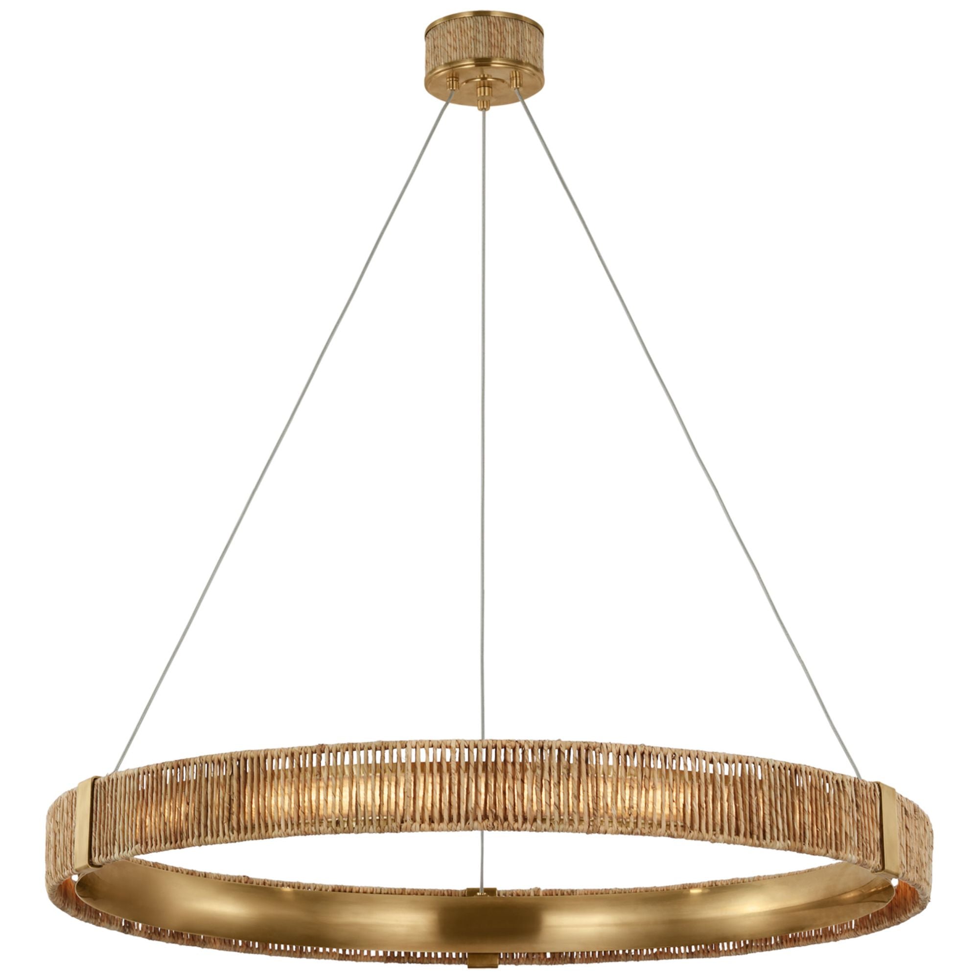 Visual Comfort Signature Antigua XL Drum Chandelier in Antique Brass &  Natural Abaca by Chapman & Myers