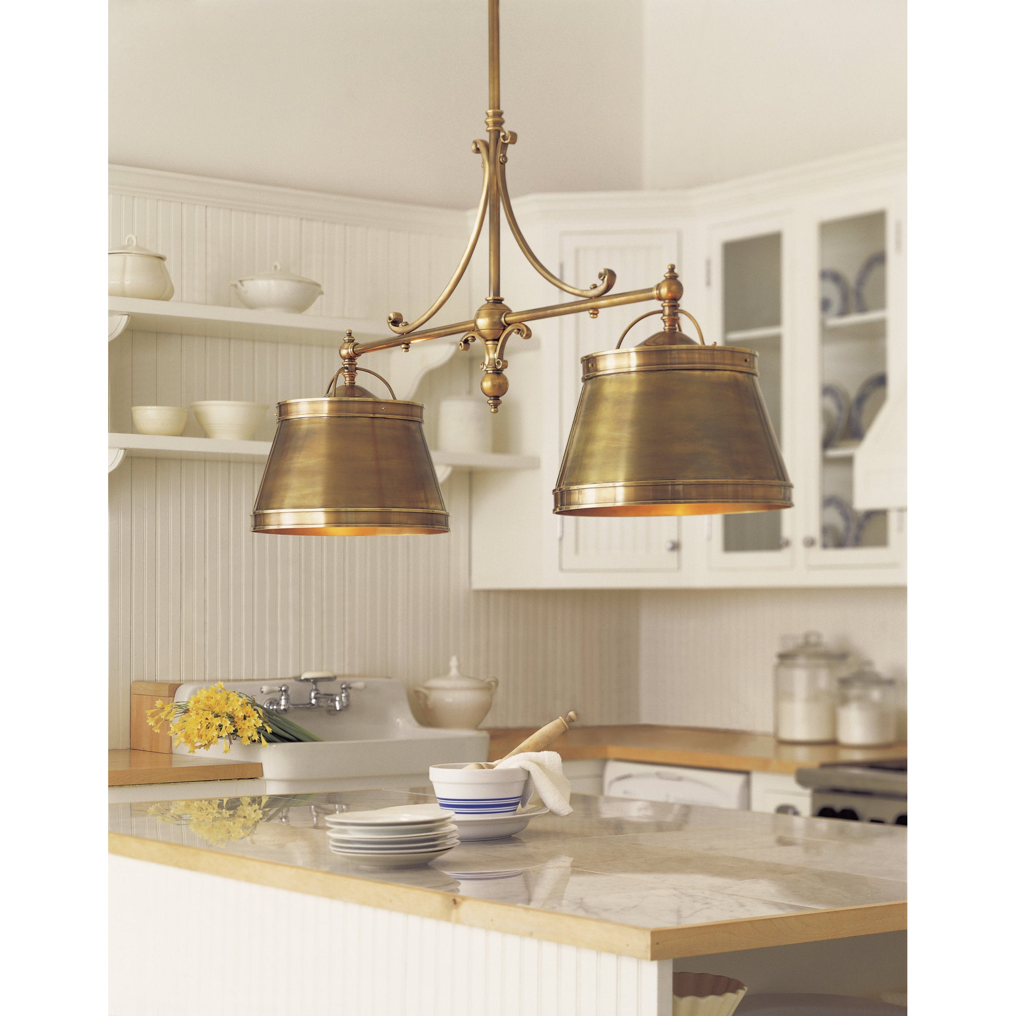 Visual Comfort Signature Collection  Visual Comfort CHC1601AB Chapman &  Myers Launceton 6 Light 36 inch Antique-Burnished Brass Ring Chandelier  Ceiling Light