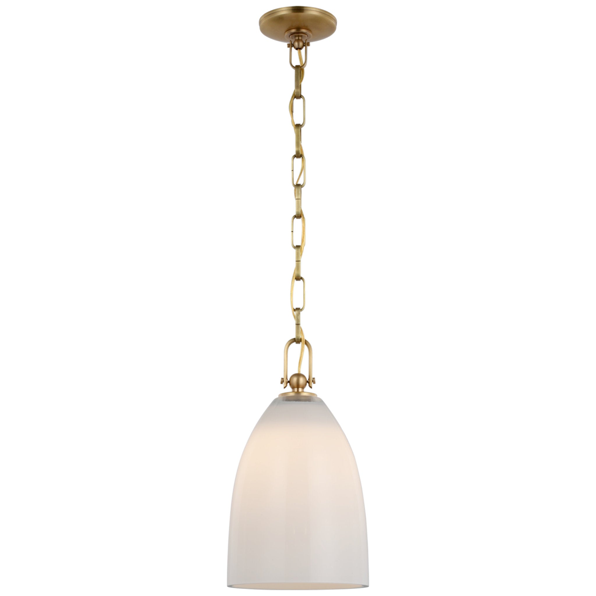 Visual Comfort Studio Chapman & Myers Wellfleet Transitional 1 Light  Pendant in Matte White and Burnished Brass VCS-CP1311MWTBBS