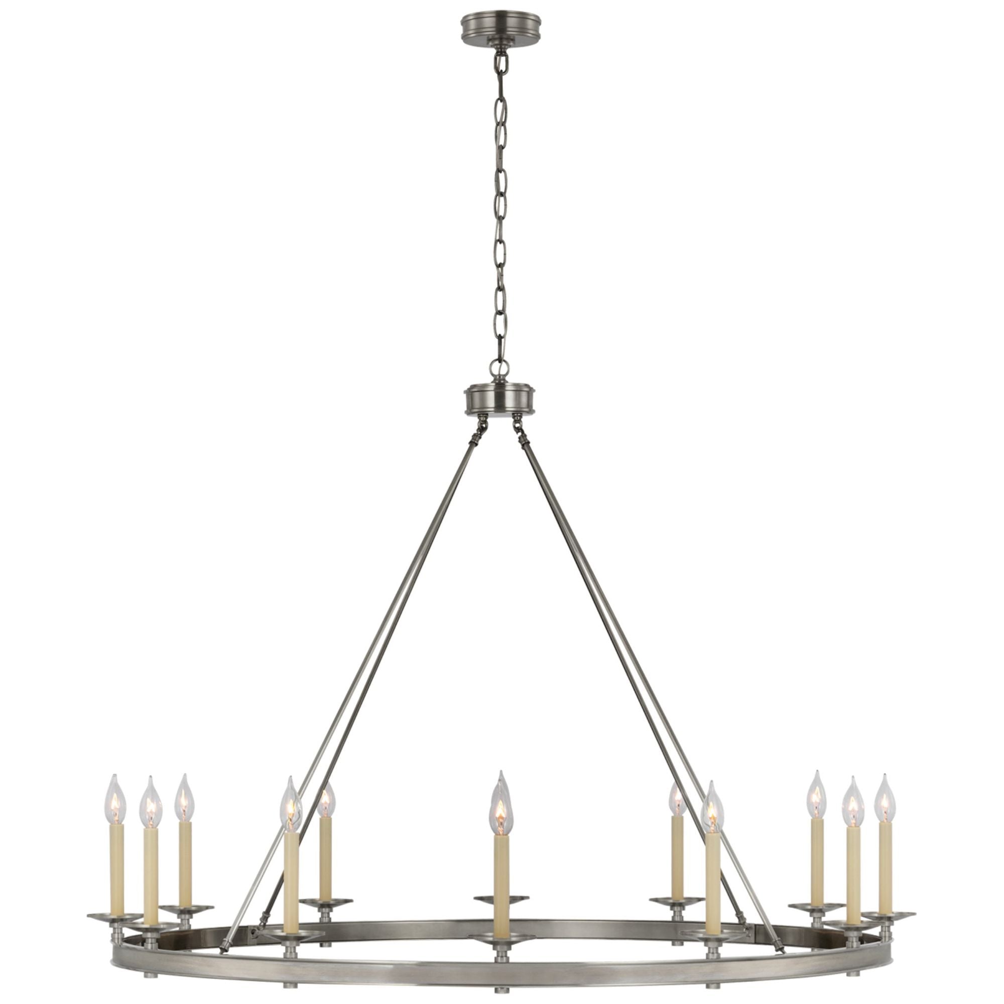 Chapman & Myers Classic Two-Tier Ring Chandelier in Antique Nickel wit