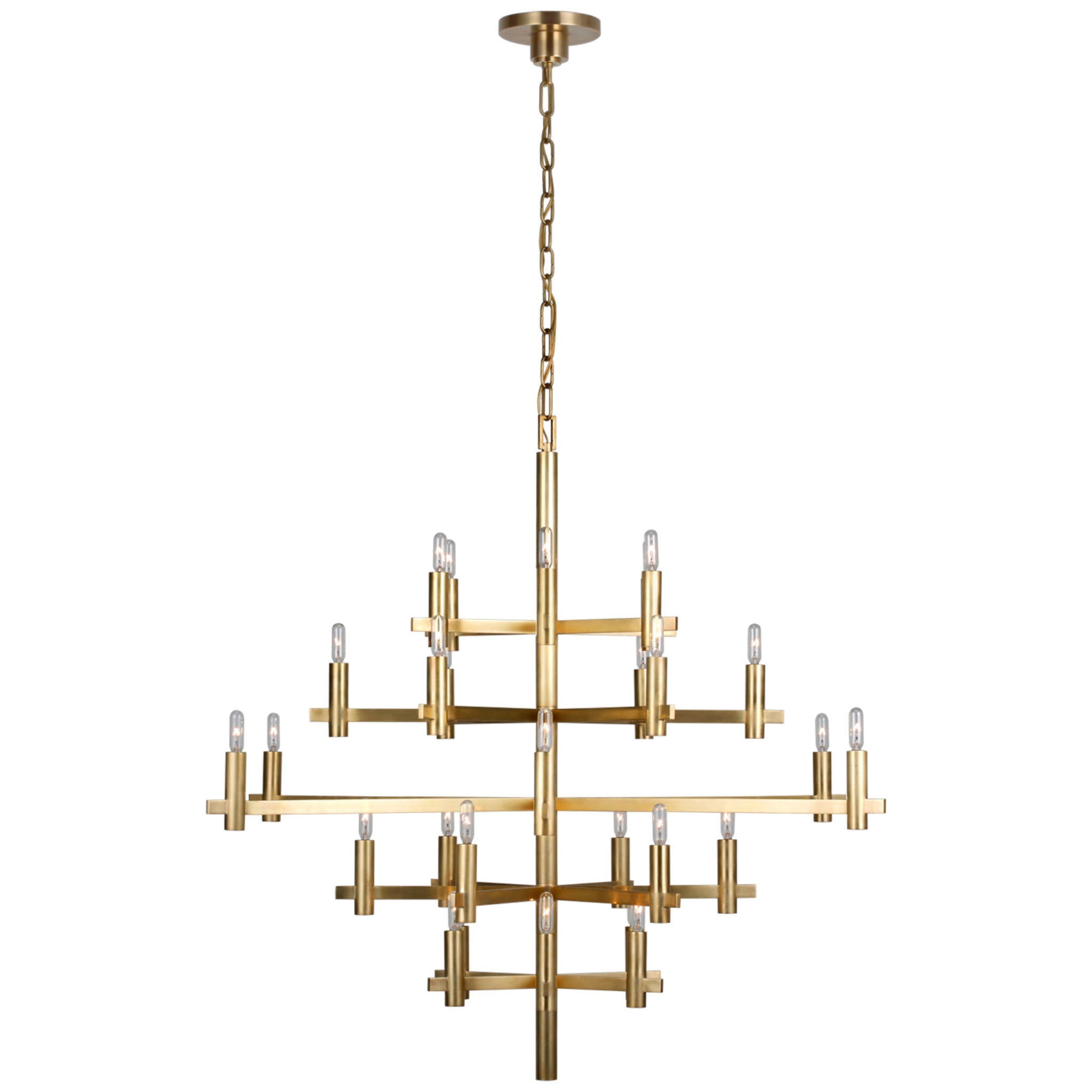 Chapman & Myers Leaf and Arrow Large Chandelier in Antique-Burnished B