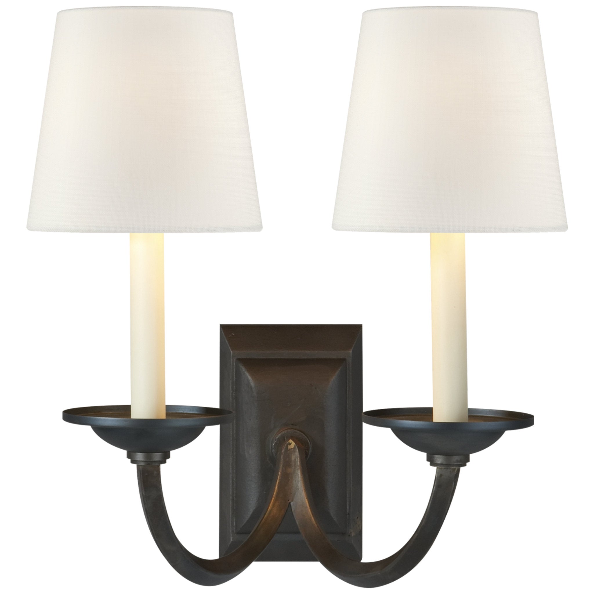 Visual Comfort Gramercy French Country Gilded Iron Frame Double Sconce