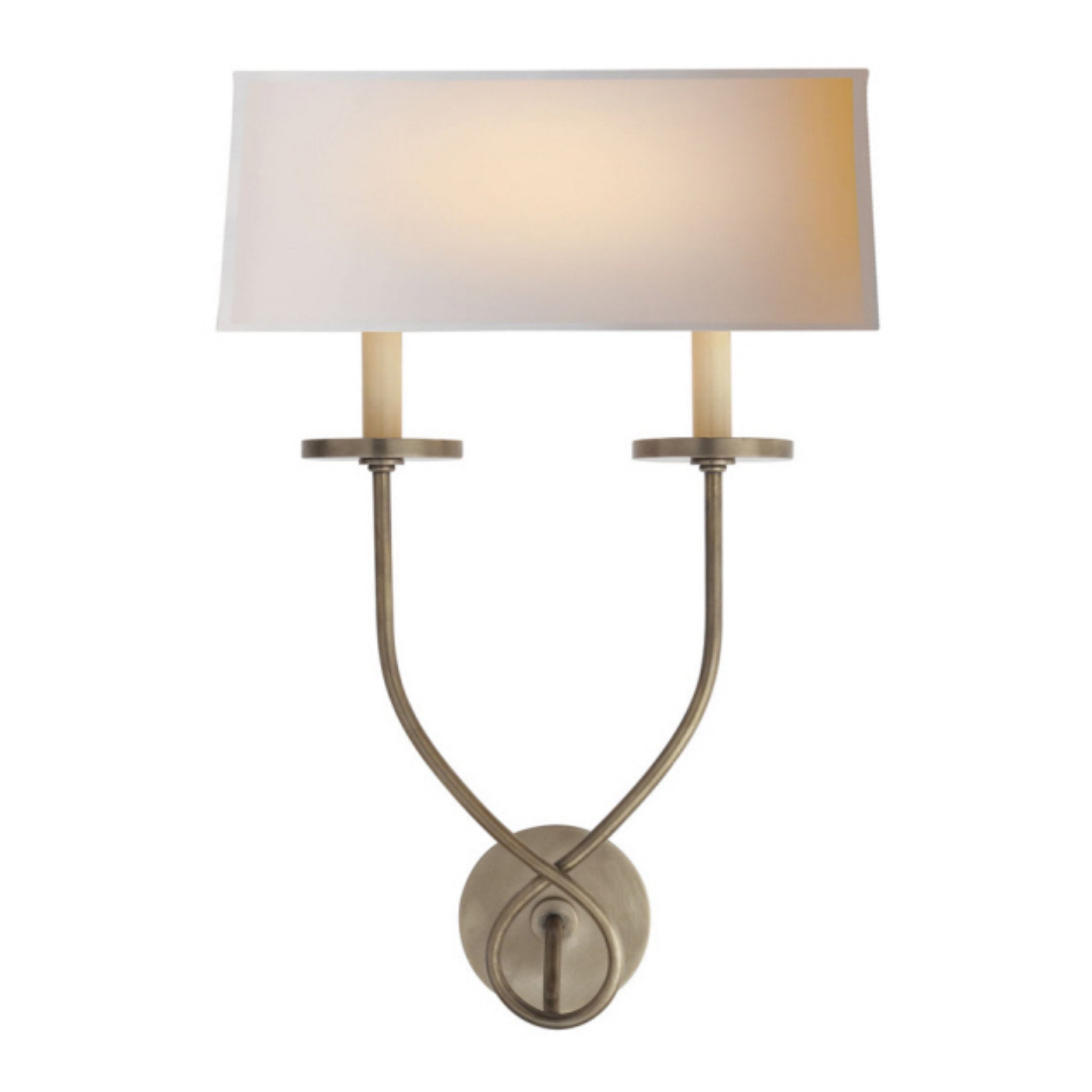 Chapman & Myers Square Tube Single Sconce in Antique Nickel with Natur