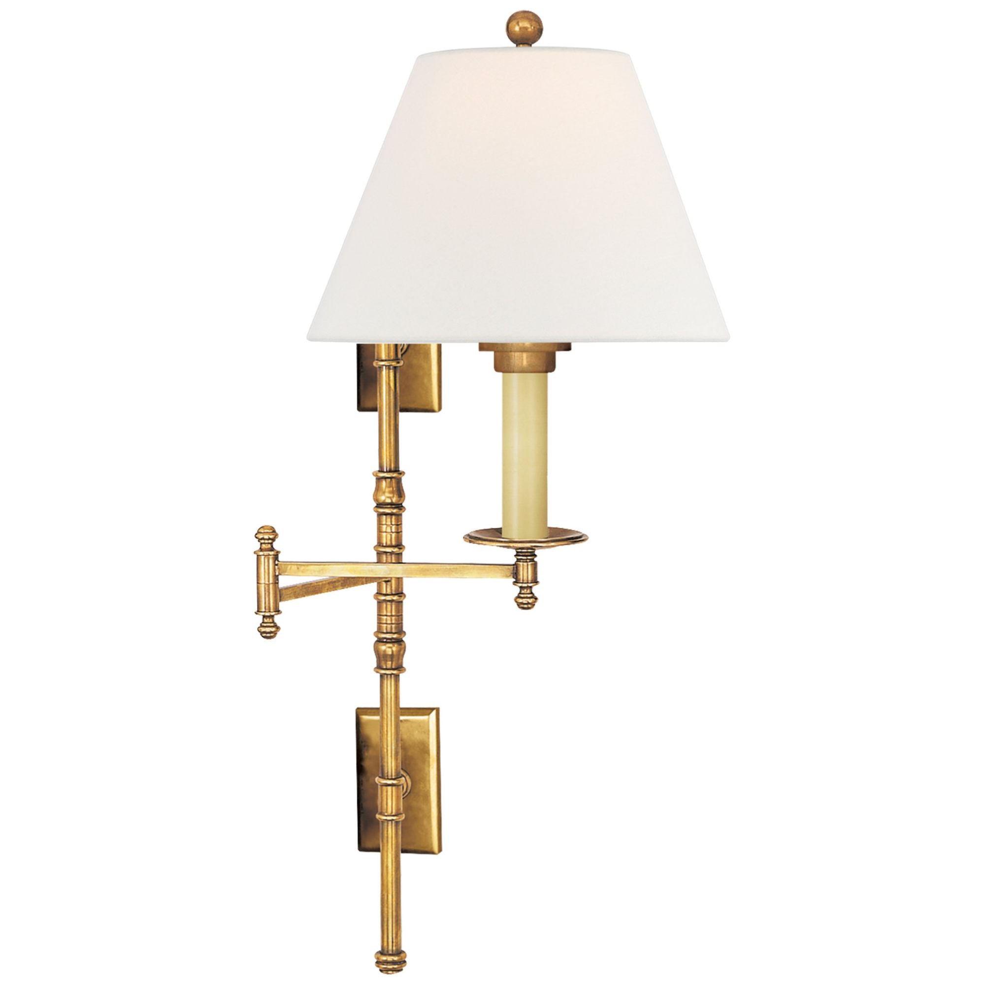 Chapman & Myers Boston Swing Arm in Hand-Rubbed Antique Brass with SLE Shade