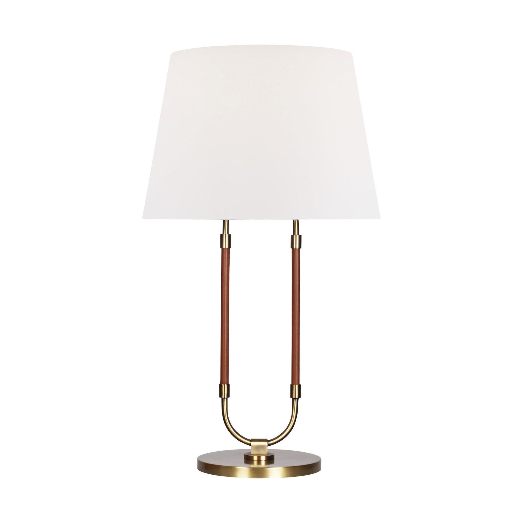 Visual Comfort Studio Lauren Ralph Lauren Katie 1 Light 20 inch Tall Wall  Sconce in Time Worn Brass-Saddle Leather LW1011TWB