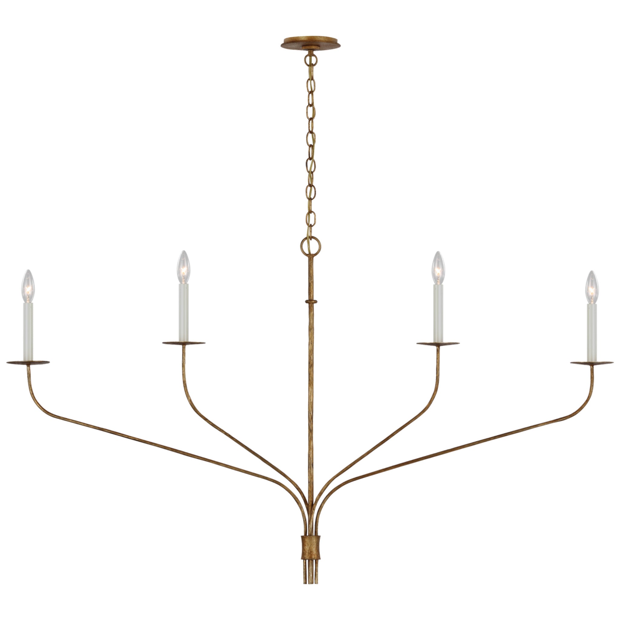 Ian K. Fowler Bistro Medium Chandelier in Hand-Rubbed Antique Brass with  White Glass