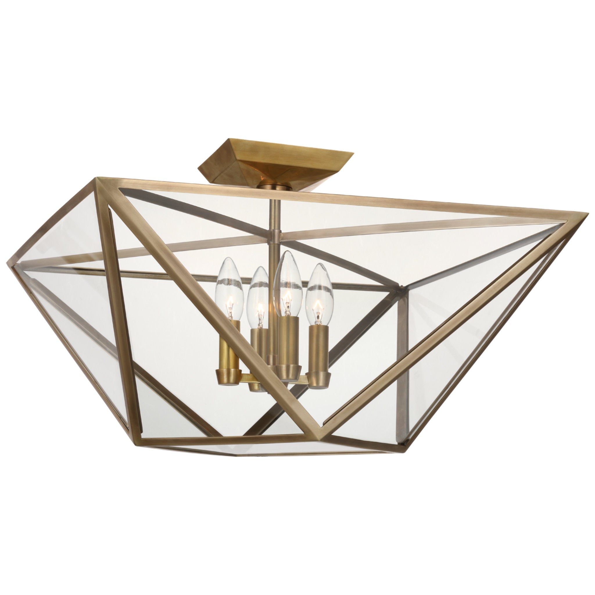 Perno Two Light Semi-Flush Mount in Burnished Brass by Visual Comfort  Studio (CF1122BBS) from Lighting & Bulbs Unlimited