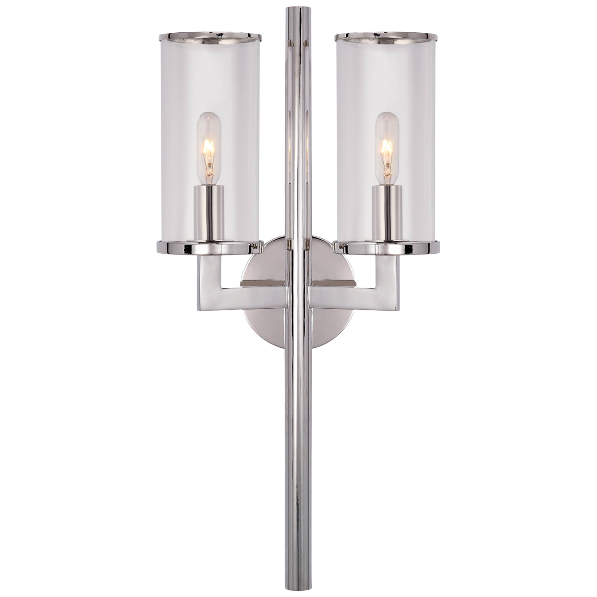 Kelly Wearstler Avant Small Curve Sconce in Polished Nickel with Frost