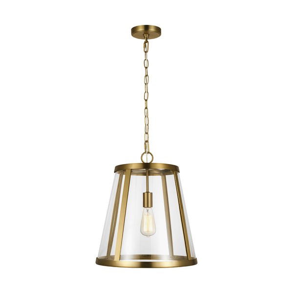 Elmore 60w. 1-Light Burnished Brass Cylinder Pendant